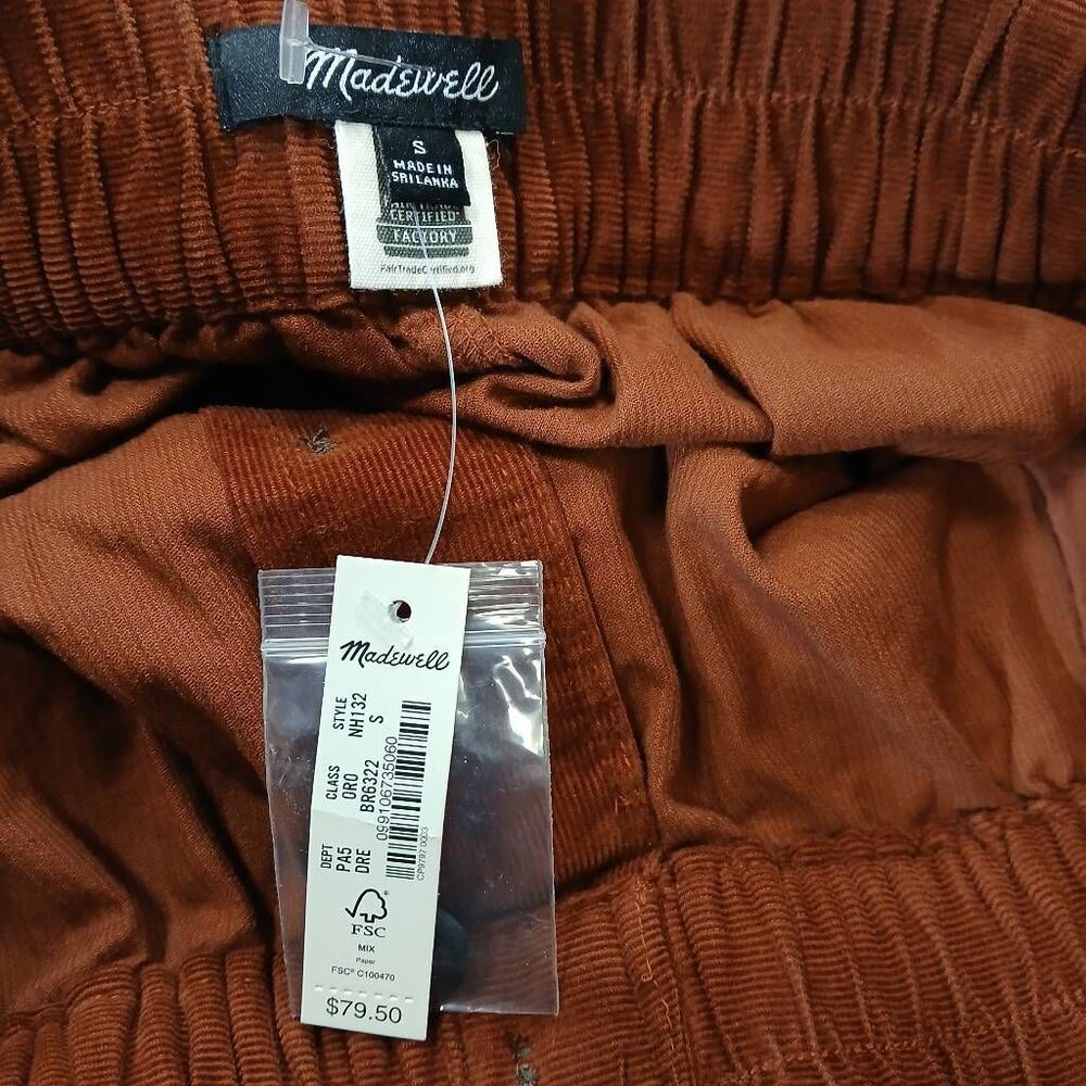 Madewell Womens Small corduroy mini skirt rust brown copper flare full - Picture 3 of 8